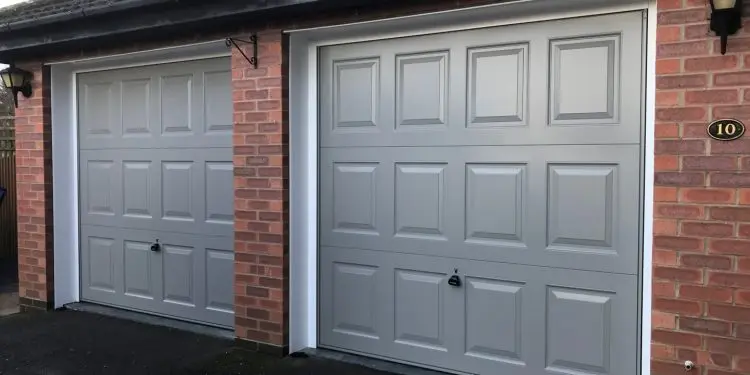 Garador Georgian steel up-and-over garage door with classic square panel design in a white finish