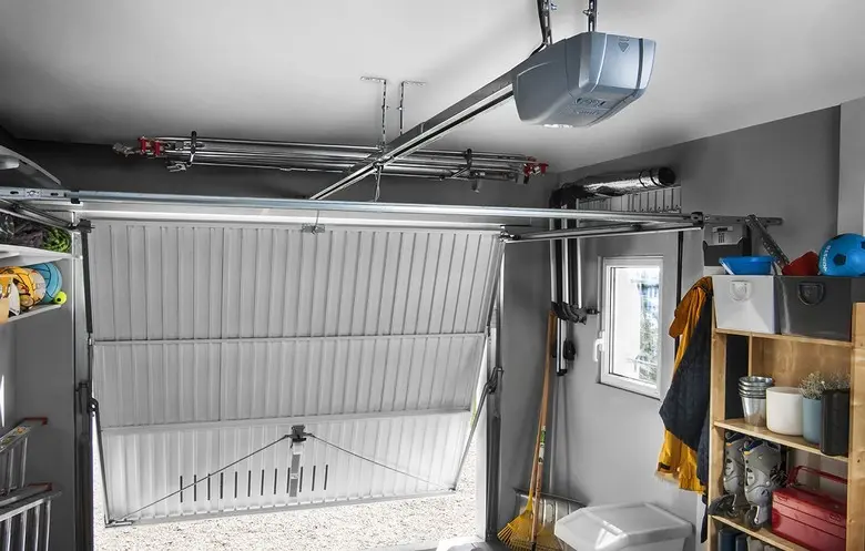 Somfy garage door automation system on an up-and-over door